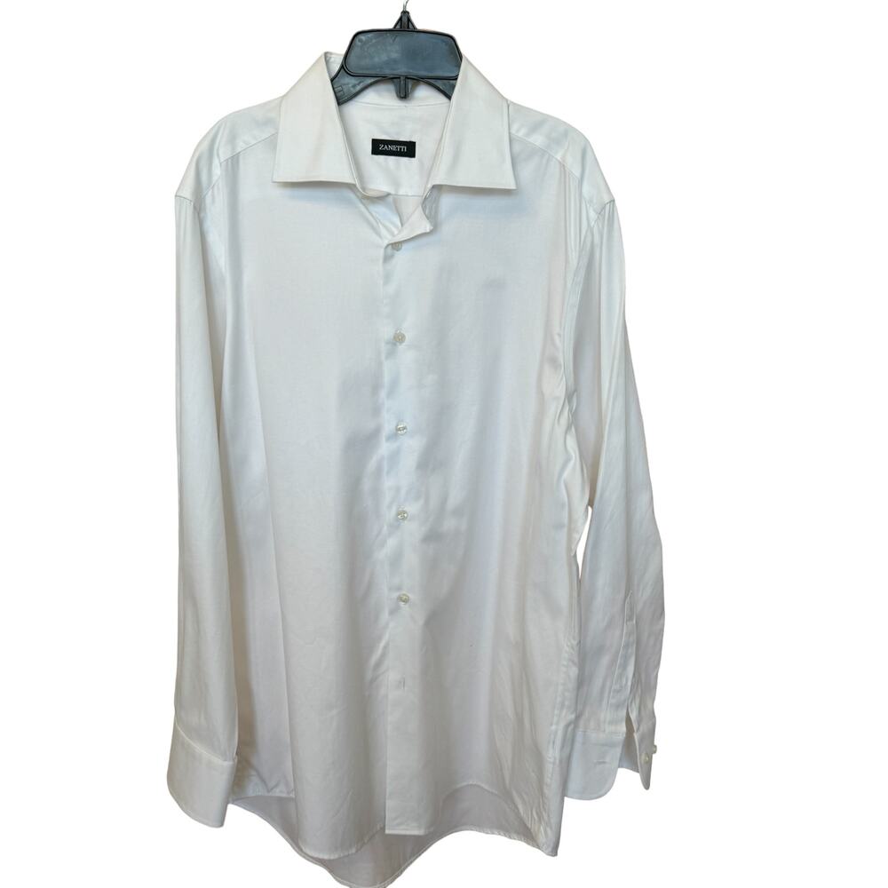 New  ~ ZANETTI ~ Men's White Cotton Dress Shirt Size 16.5 (32-33)